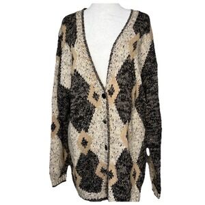Vintage Gina Peters Medium Open Knit Boho Cardigan Burning Man Grandma Hipster